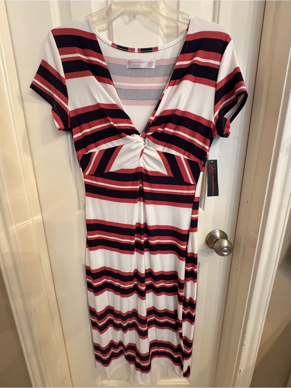 No Boundaries Striped Knot-Front Midi Dress